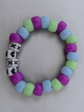 Kids Multicolor Bead Bracelet - Purple, Light Blue & Mint